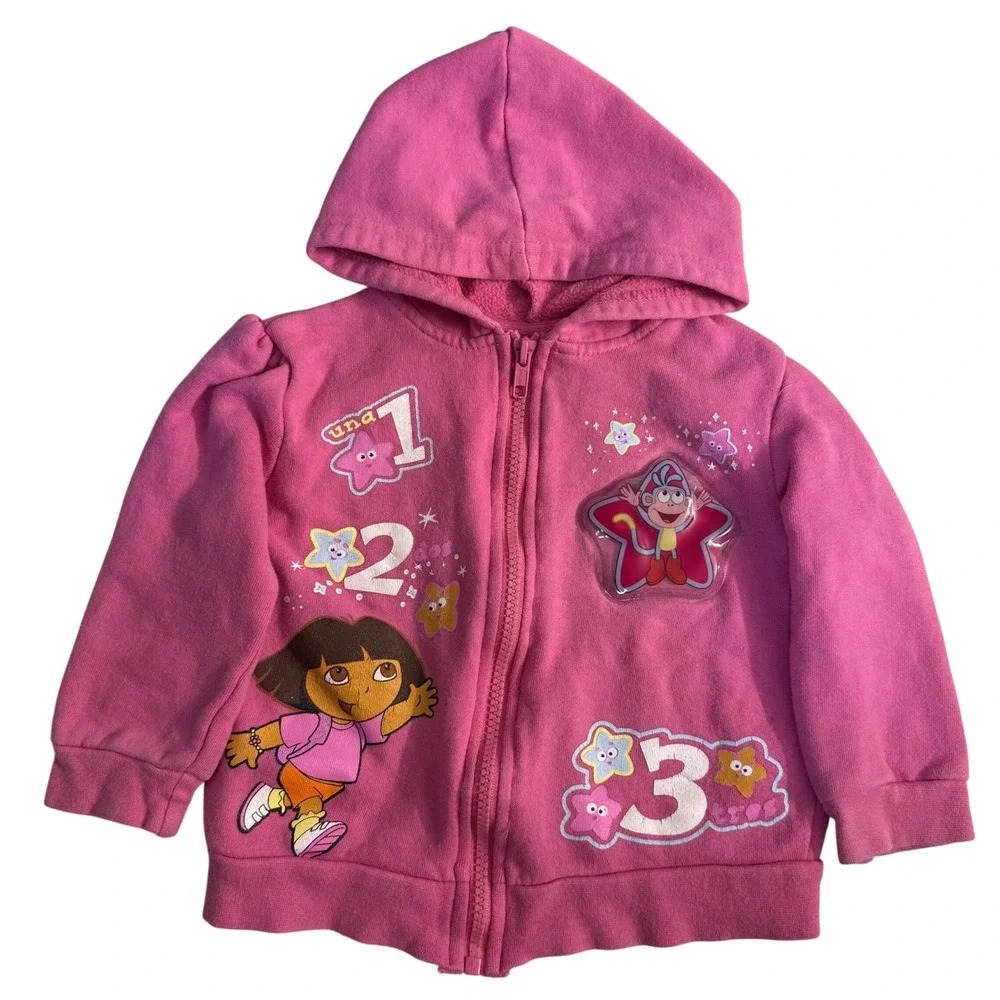 Vintage Y2K Nickelodeon Dora The Explorer Full Zip Sweatshirt Hoodie Girls 2T